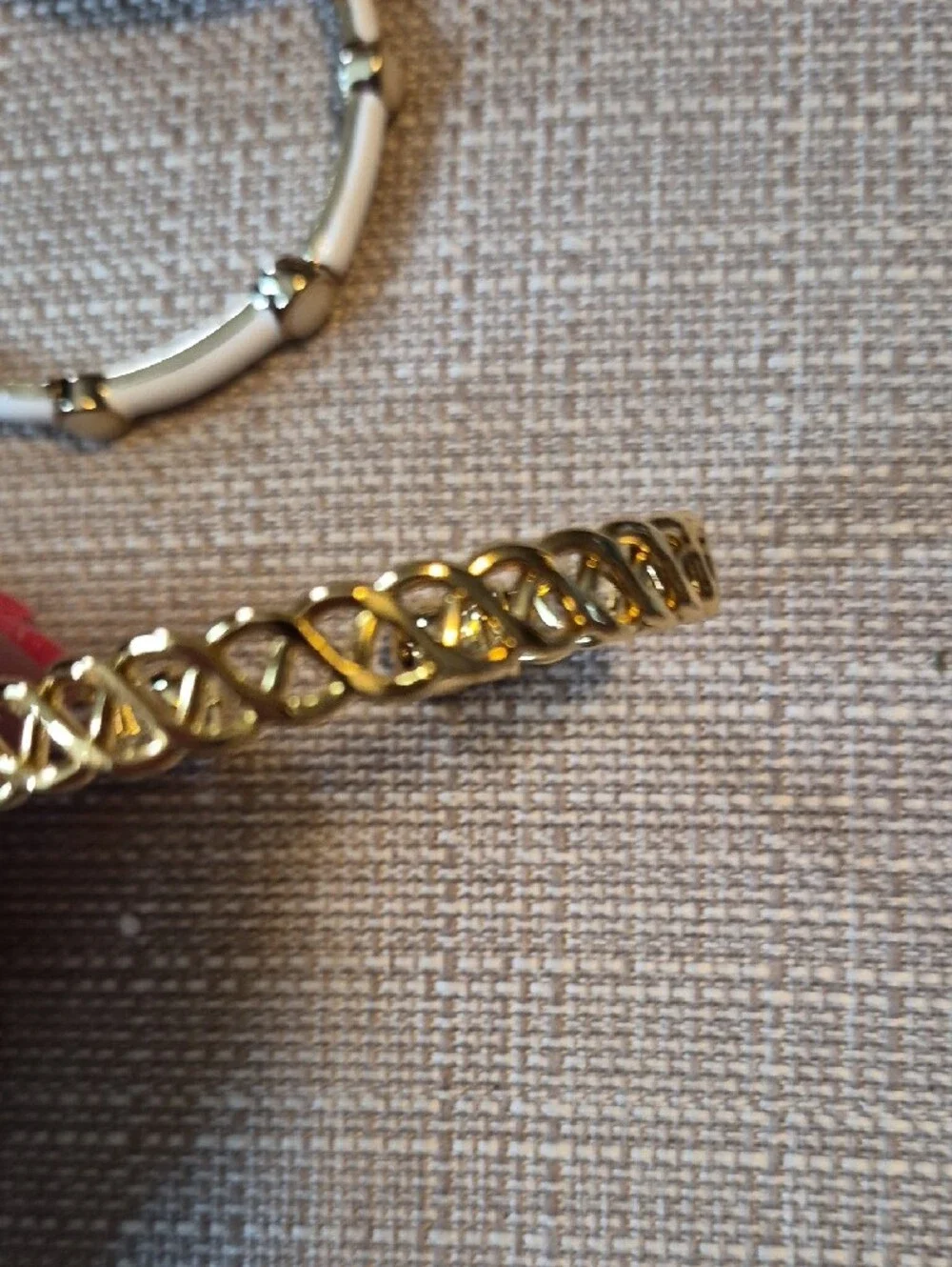 Park Lane Gold and Cream Stacked Bangle Set - Picture 3 of 5